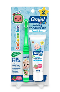 Orajel Kids CoComelon Fluoride-Free Training Toothpaste with Brush