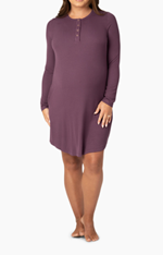 Riley Ribbed Bamboo Maternity & Nursing Nightgown